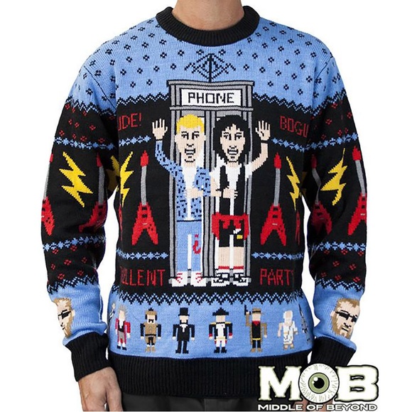 Bill & Ted Ugly Christmas Sweater - Picture 1 of 8